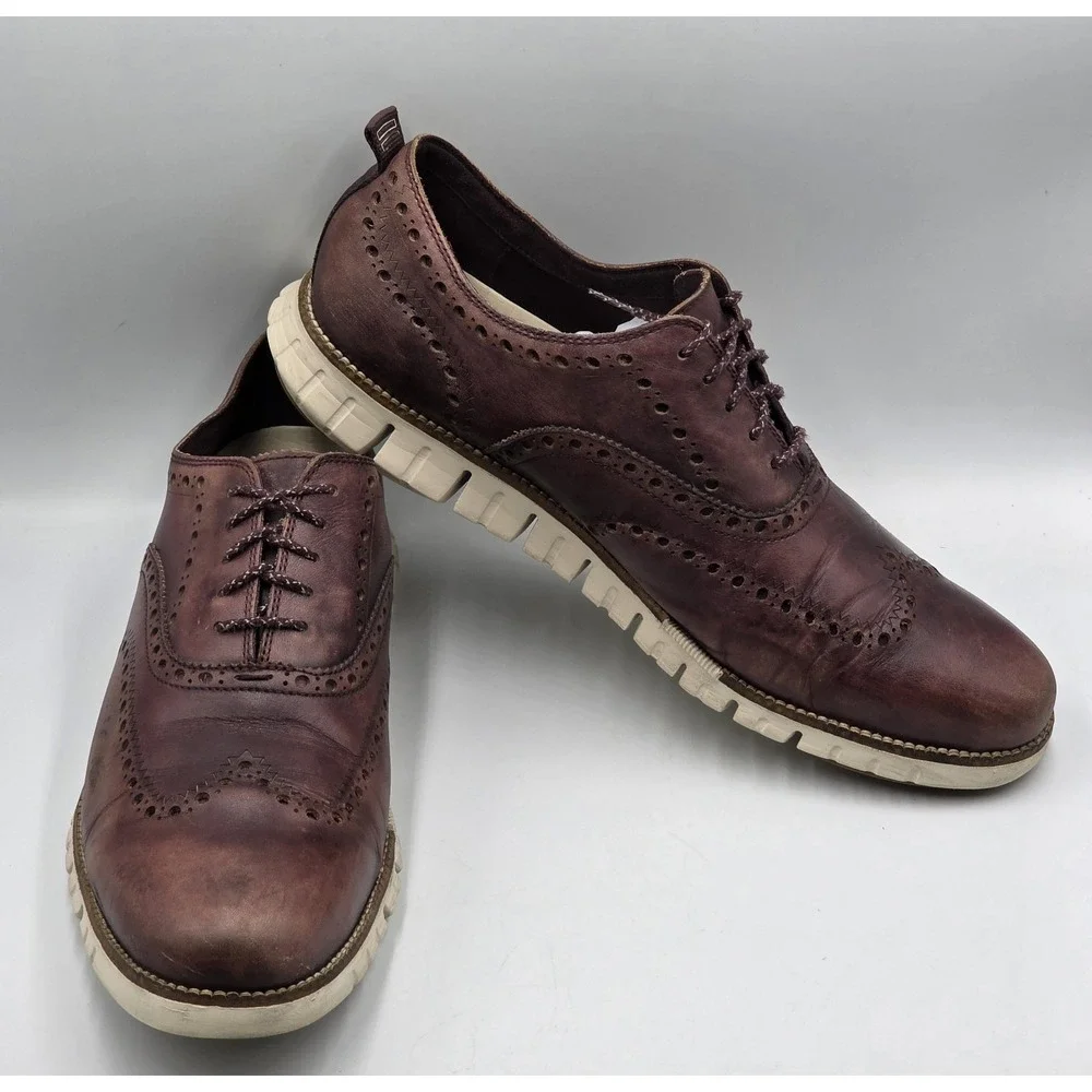 Cole Haan ZeroGrand Wingtip Oxford Dress Shoes British Tan C24970 Men's 13M